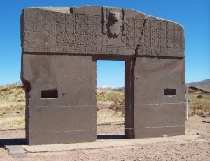 The sun gate at Tiahuanaco on which the 290 day calendar is carved. It can be seen on JH strip H-1550
