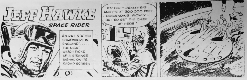 The first Jeff Hawke strip published in  December 1954  showing  many similarities to its precursor ORION