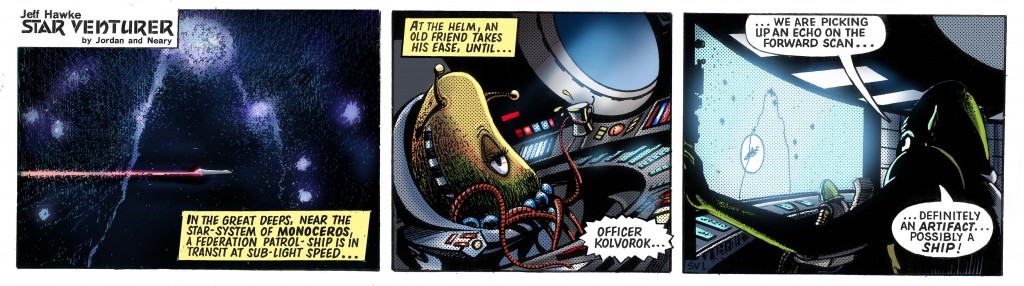 A sample colorised version of one of the Hawke strips "Star venturer"